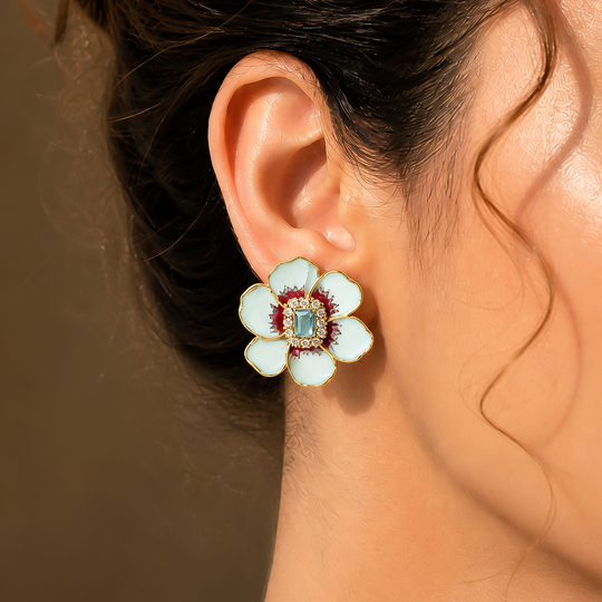 Aqua Bloom Earrings Silver ( Pre-Order)