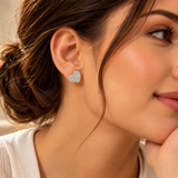 925 Silver Moissanite Pave Heart Stud Earrings