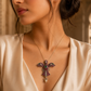 925 Sterling Silver Bird Motif Pendant with Red & Green Moissanite and Pearl Drop | Statement Ethnic Jewelry