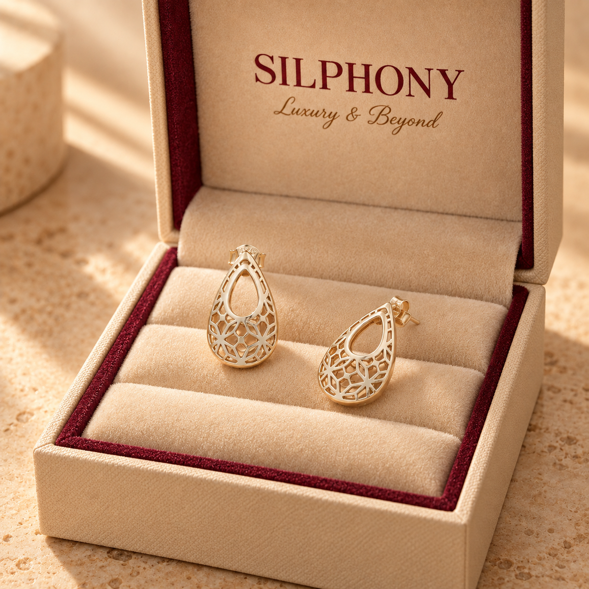 Rose Gold Filigree Teardrop Earrings