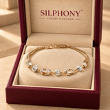 Rose Gold 925 Silver Barrel Beaded Double Chain Bracelet for Women