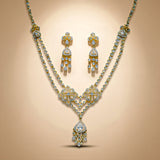 925 Silver Gold Plated CZ Floral Bridal Necklace Set