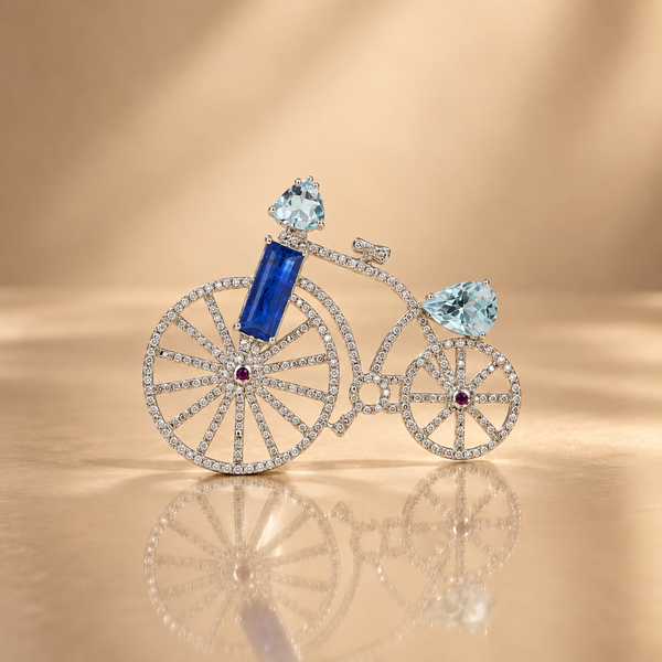 1.46 Ct Natural Diamond Bicycle Pendant | Designer Jewellery