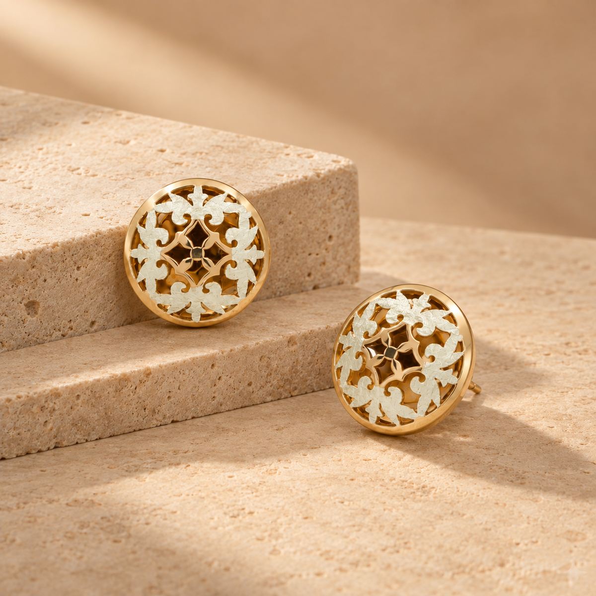 925 Silver Rose Gold Filigree Stud Earrings for Women