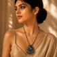 Peacock-Inspired 925 Sterling Silver Moissanite & Quartz Statement Pendant Necklace | Hallmerked