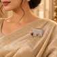 925 Sterling Silver Moissanite & Quartz Elephant Brooch | Regal Red Stone Statement | Hallmarked