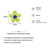 One-of-One 92.5 Silver Green Enamel Floral Stud Earrings