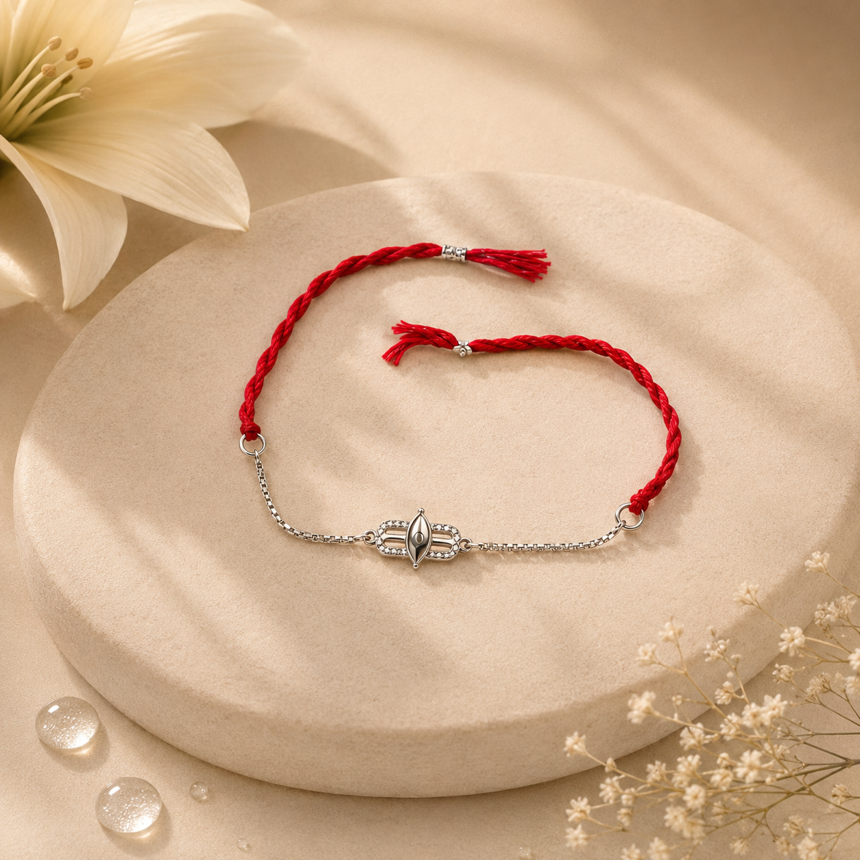 Handmade Shivtilak Silver 925 Hallmarked Red Thread Rakhi Raksha Bandhan Gift