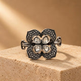 925 Silver Moissanite Floral Ring