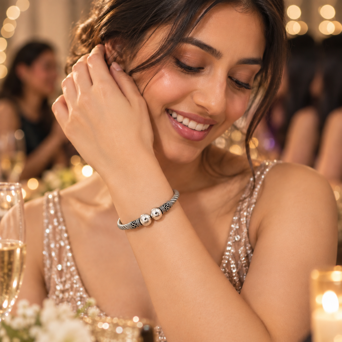 925 Silver Oxidised Bangles Set of 2 for Women