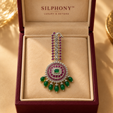 Royal Groom Kalgi Pin for Men with Emerald Green Pink Stones Wedding Turban Brooch