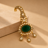 Traditional Royal Groom Kalgi Pin Emerald Stone Accessories for Groom Turban