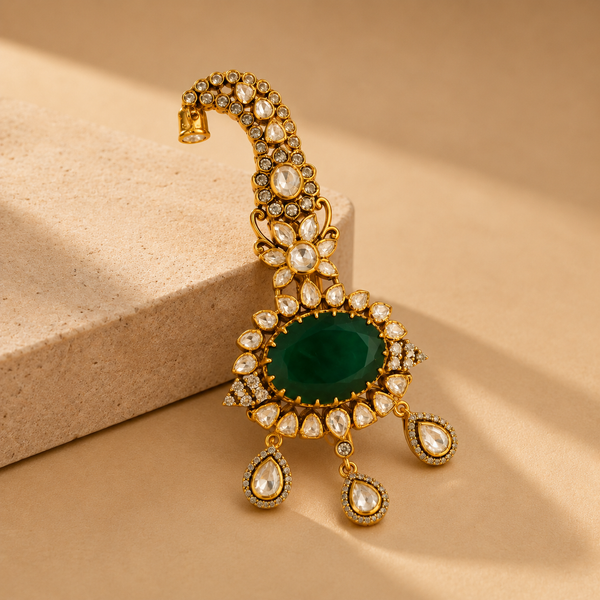 Traditional Royal Groom Kalgi Pin Emerald Stone Accessories for Groom Turban