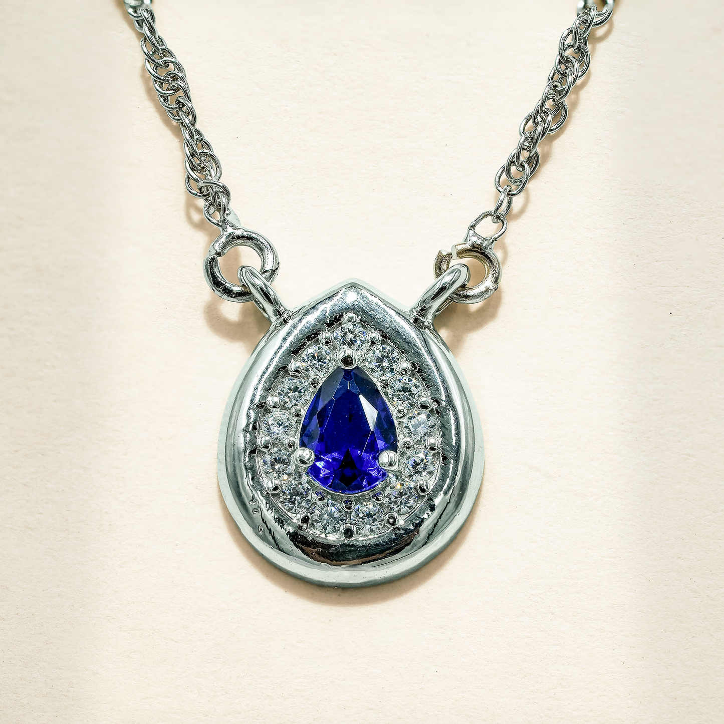 One-of-One 92.5 Silver Navy Teardrop Pendant Necklace