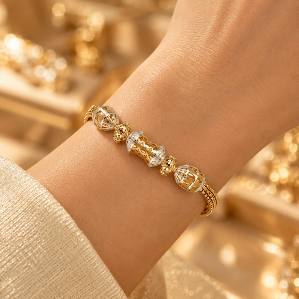 925 Sterling Silver Beaded Link Geometric Bracelet