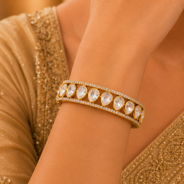 925 Sterling Silver White Stone Bangles for Women