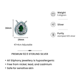 One-of One 92.5 Silver Green Simulant Emerald Pendant Necklace