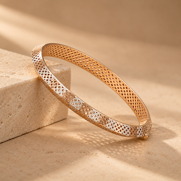 Rose Gold 925 Sterling Silver Geometric Openwork Bracelet