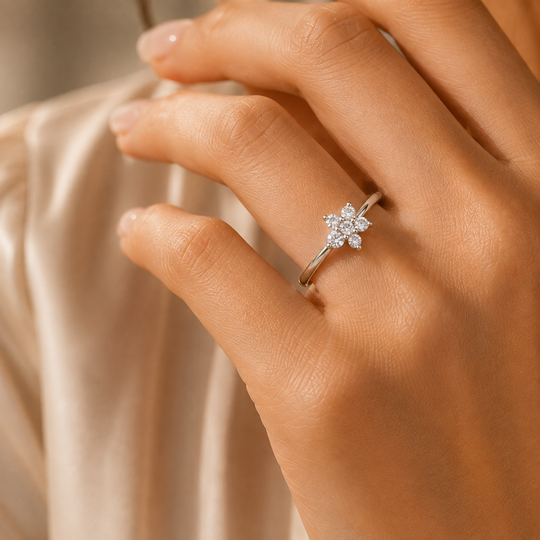 Flower Cluster Silver Minimalist Silver Ring for Women