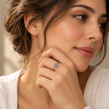 925 Sterling Silver Moissanite Flower Ring