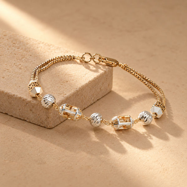925 Sterling Silver Beaded Link Statement Bracelet