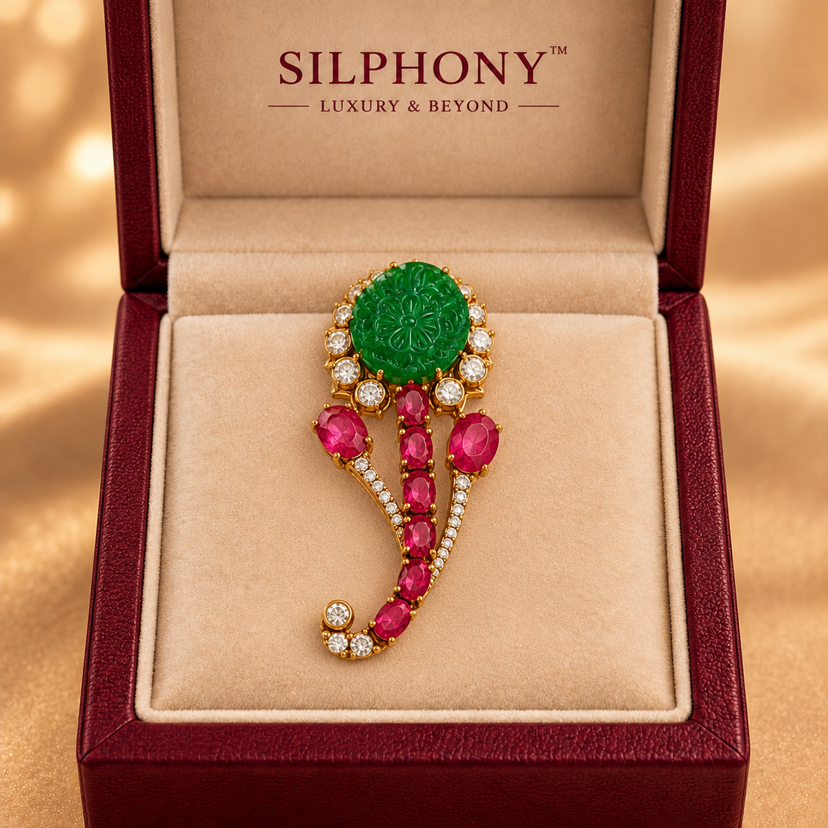 Royal Emerald Ruby Polki Brooch Pin for Men Groom Wedding Sherwani Blazer