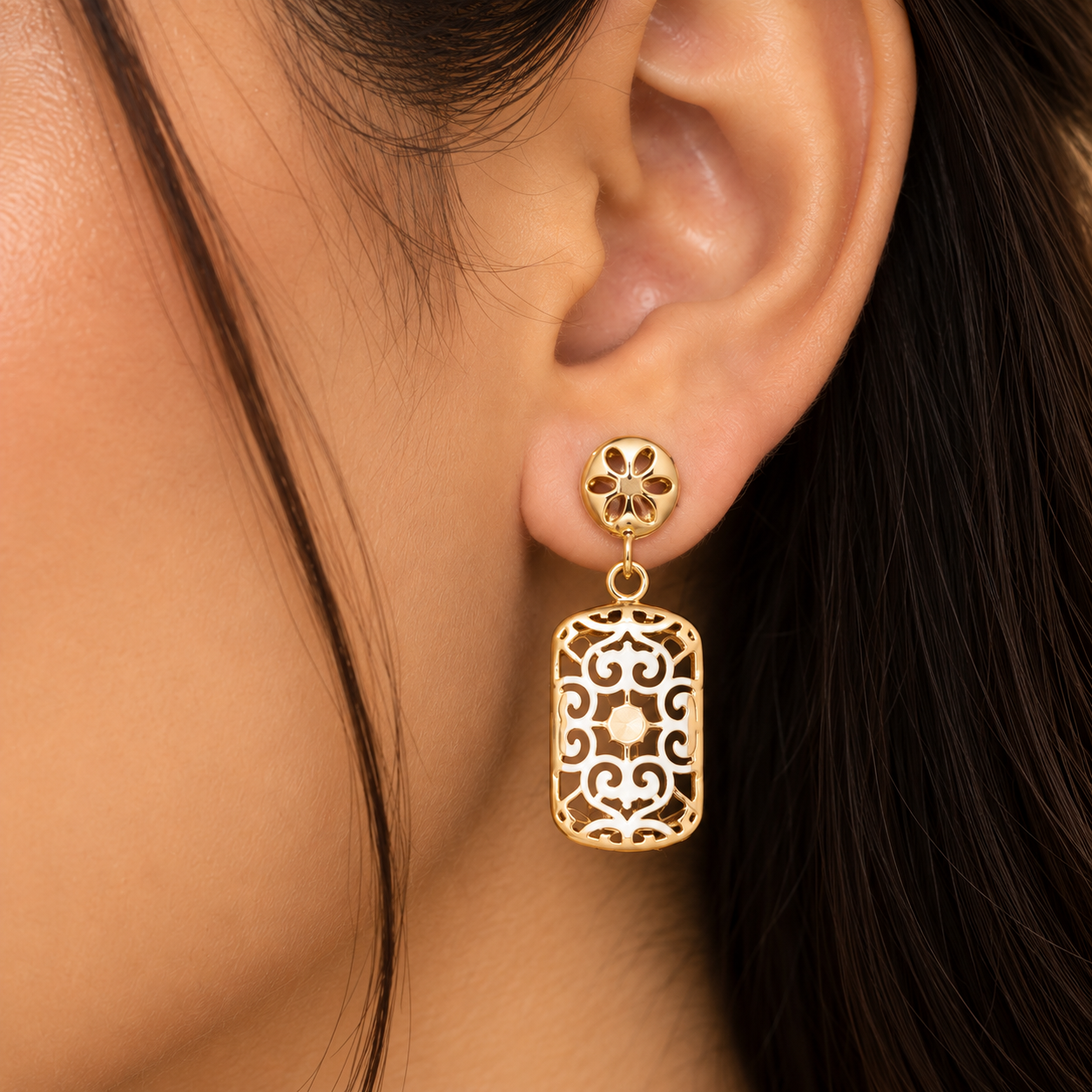 Floral 925 Sterling Silver Filigree Drop Earrings For Women