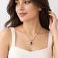 16 Inch 925 Sterling Silver Garnet-Red Quartz & Moissanite Chain Pendant