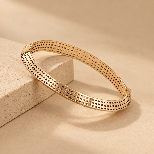 925 Sterling Silver Openwork Bangle Bracelet For Women