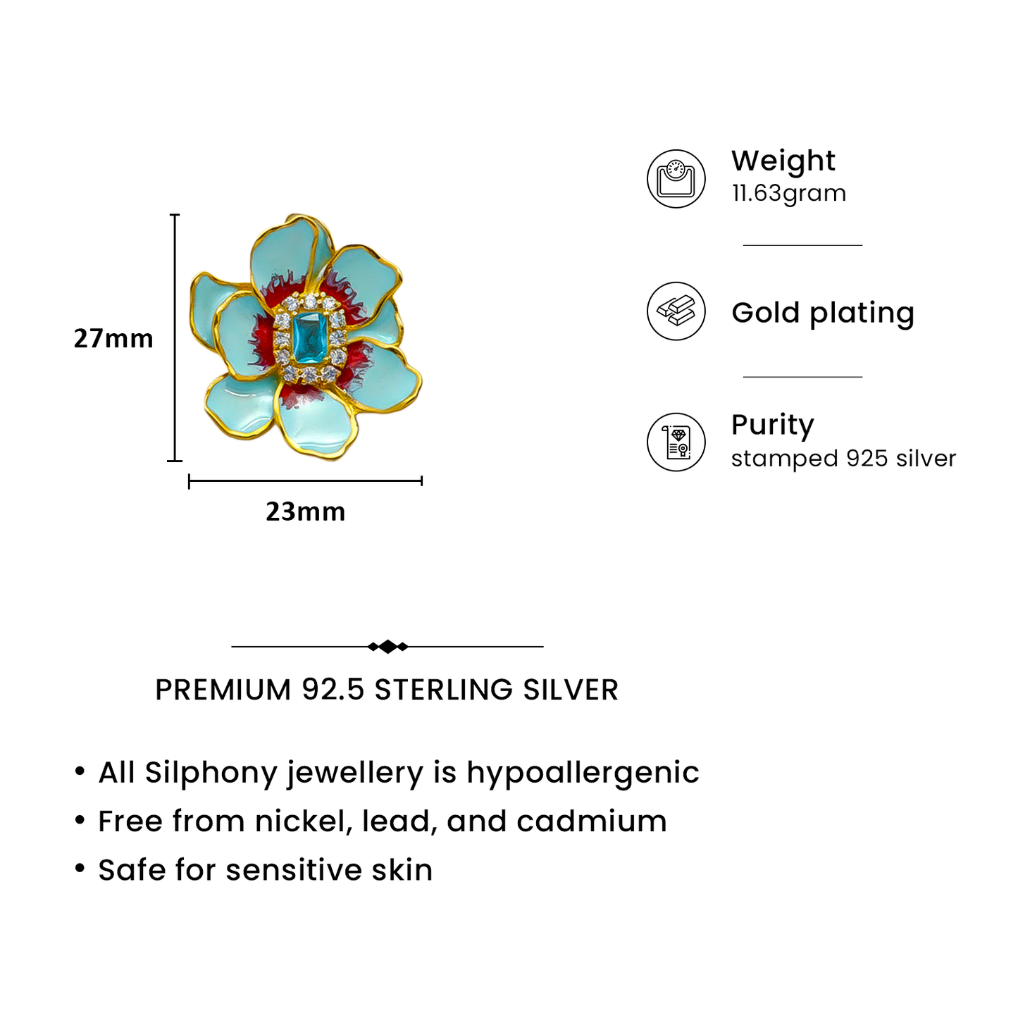 Aqua Bloom Earrings Silver ( Pre-Order)