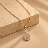 Rose Gold Teardrop Filigree Pendant with Chain