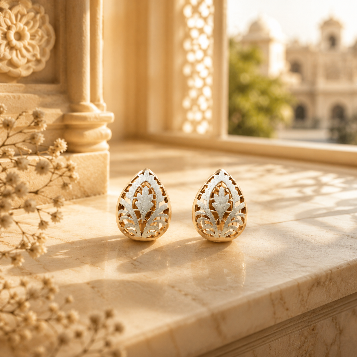 Leaf 925 Sterling Silver Floral Stud Earrings For Women