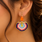 Multicolor Enamel Drop Earrings with Orange Quartz