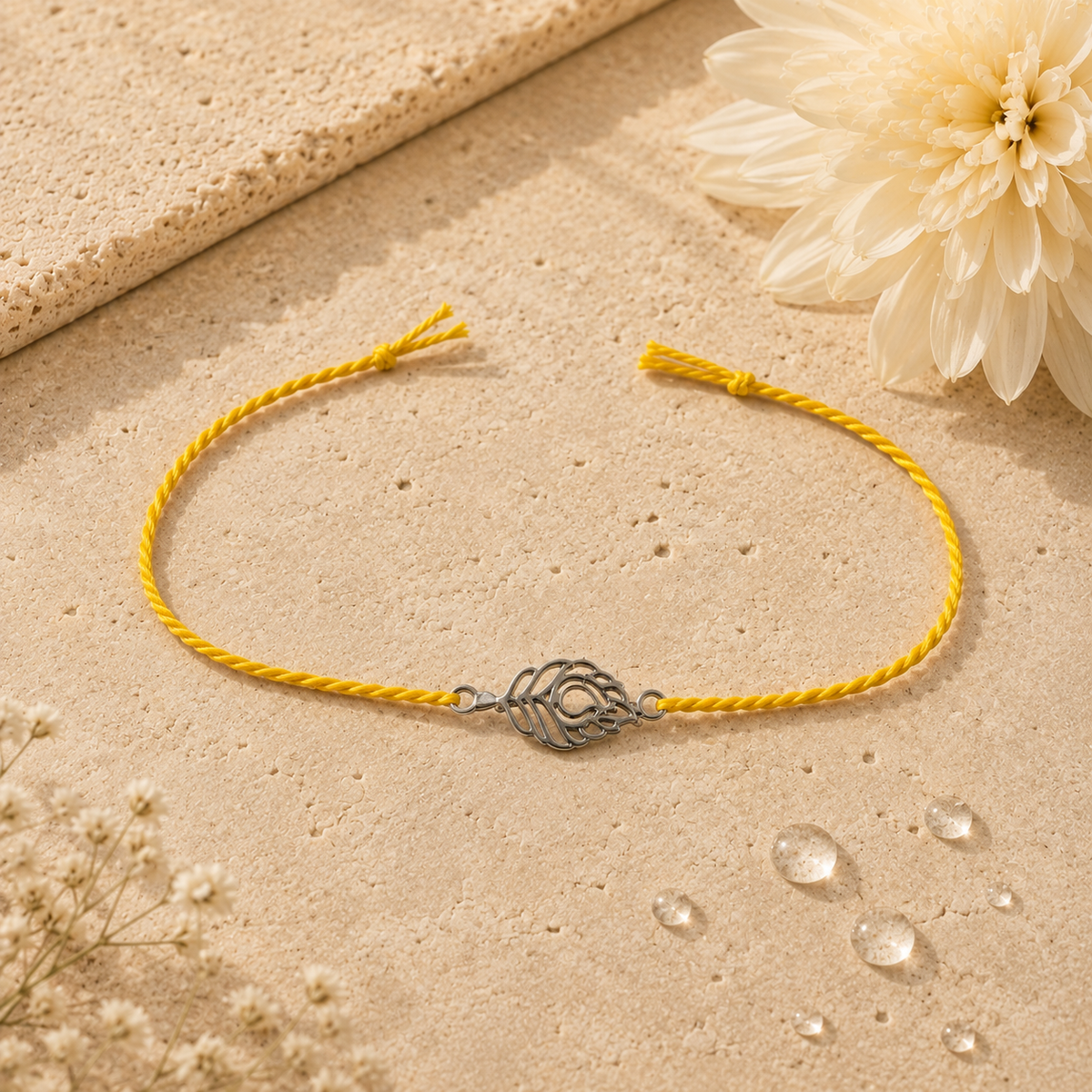 Handmade Mor Pankh 925 Silver Rakhi