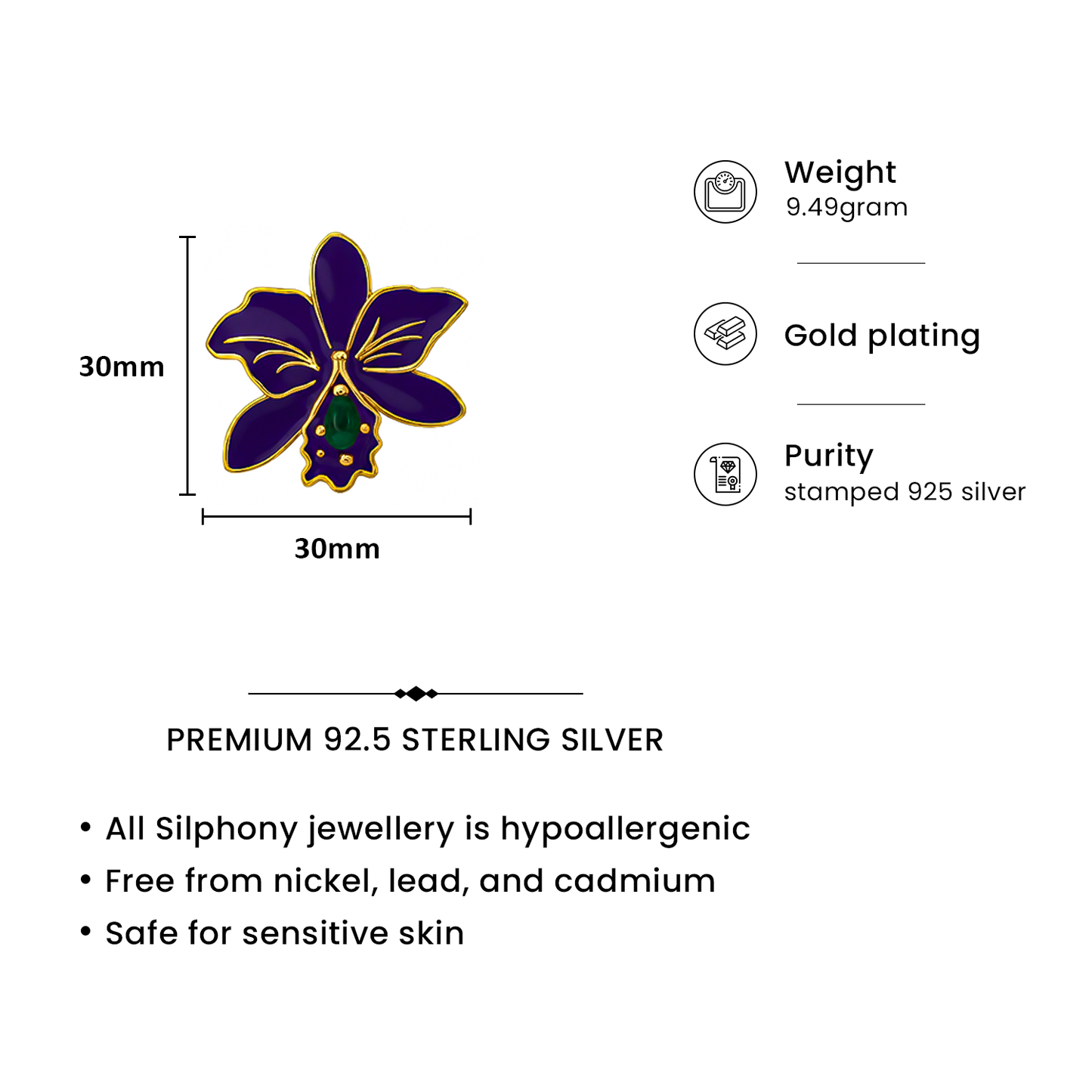 Royal Purple Orchid Statement Stud Earrings
