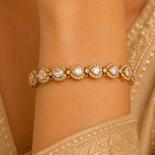 925 Sterling Silver Pear-Shaped Moissanite Bracelet