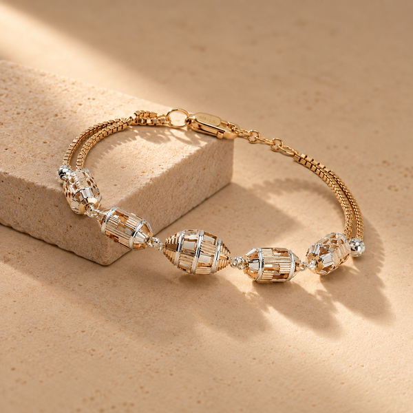 925 Sterling Silver Intricate Sculpted Barrel Beads Bracelet For Women