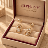 Rose Gold Floral Filigree Drop Earrings