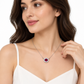 18 Inch 925 Sterling Silver Red Quartz & Moissanite Chain Pendant