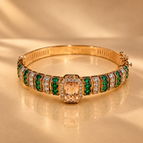 Rose Gold Moissanite Quartz Emerald Stone Bracelet