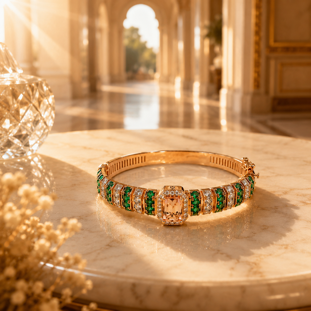 Emerald Green Moissanite Tennis Style Statement Bracelet for Girls