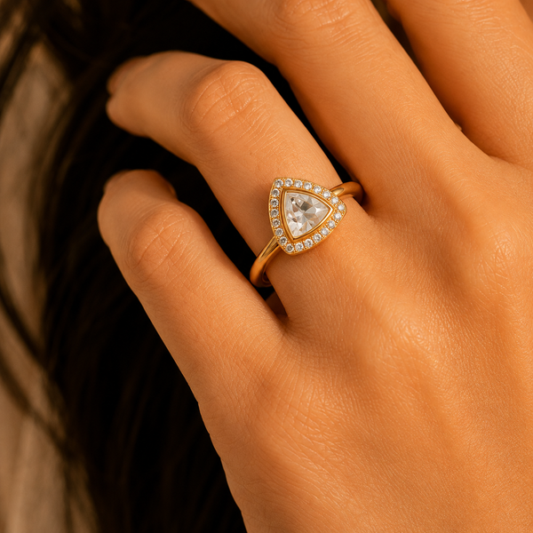 925 Sterling Silver Pear-Shaped Moissanite Polki Ring