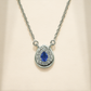 One-of One 92.5 Silver Teardrop Blue Simulant Sapphire Pendant Necklace