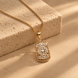 Rose Gold 925 Silver Filigree Pendant with Chain for Women