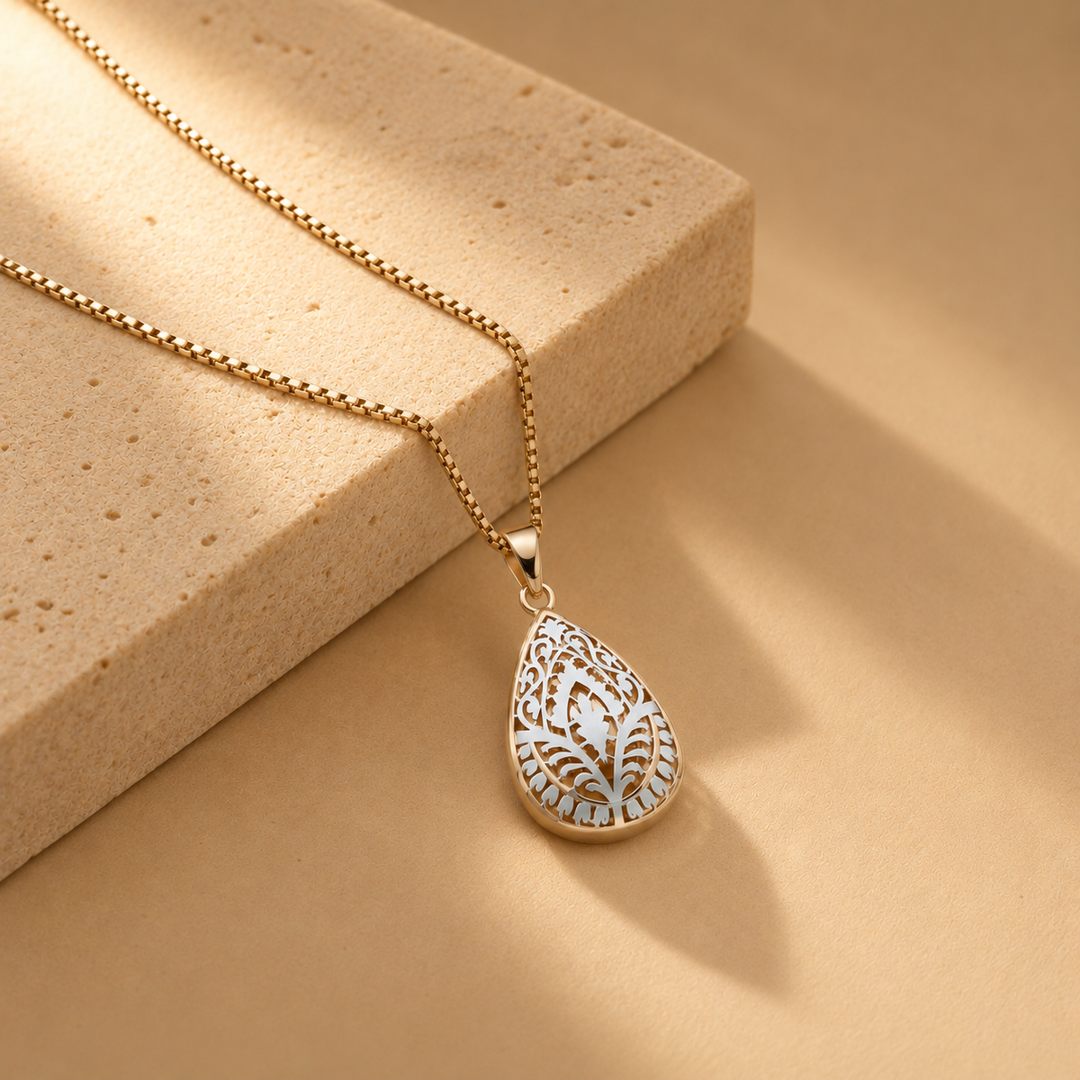 Dailywear Rose Gold Leaf Design 925 Silver Pendant