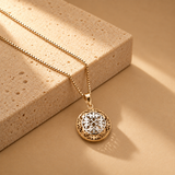 Rose Gold 925 Silver Filigree Round Pendant With Chain