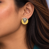 925 Silver Gold Plated Round Stud Earrings For Women