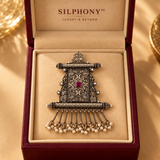 Oxidized Silver Filigree Pendant With Beaded Chain For Women
