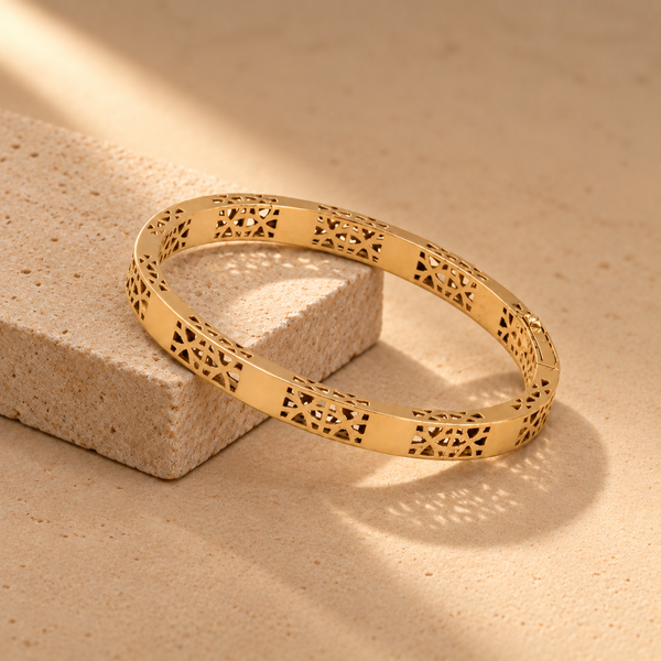 Rose Gold 925 Sterling Silver Openwork Cuff Geometric Bracelet