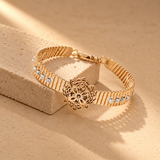 Rose Gold Floral Filigree Cuff Bracelet for Women